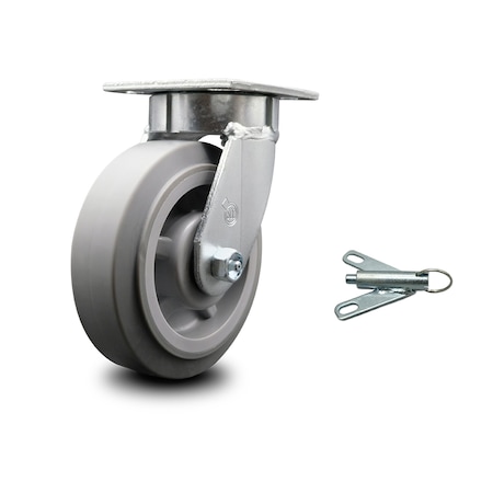 Service Caster 6 Inch Kingpinless Thermoplastic Rubber Wheel Swivel Caster with Swivel Lock SCC SCC-KP30S620-TPRRF-BSL